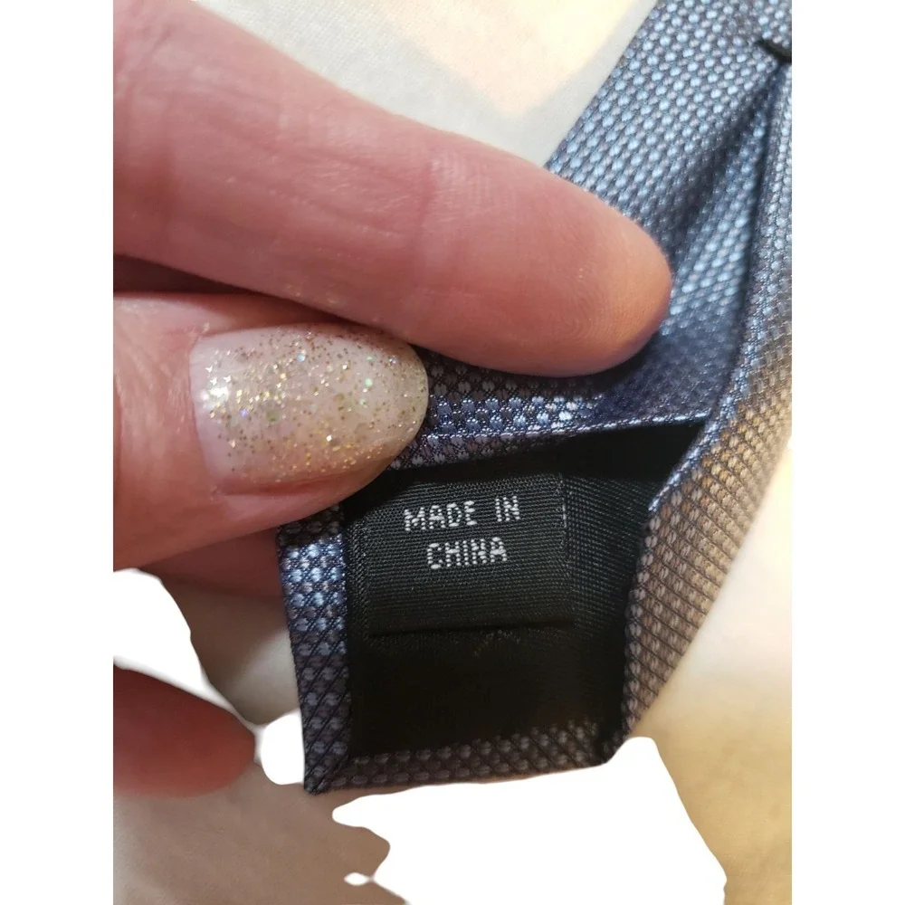 Calvin Klein Mens Tie Necktie Designer‎ Luxury Blue Gray Pin Dot Business Suit